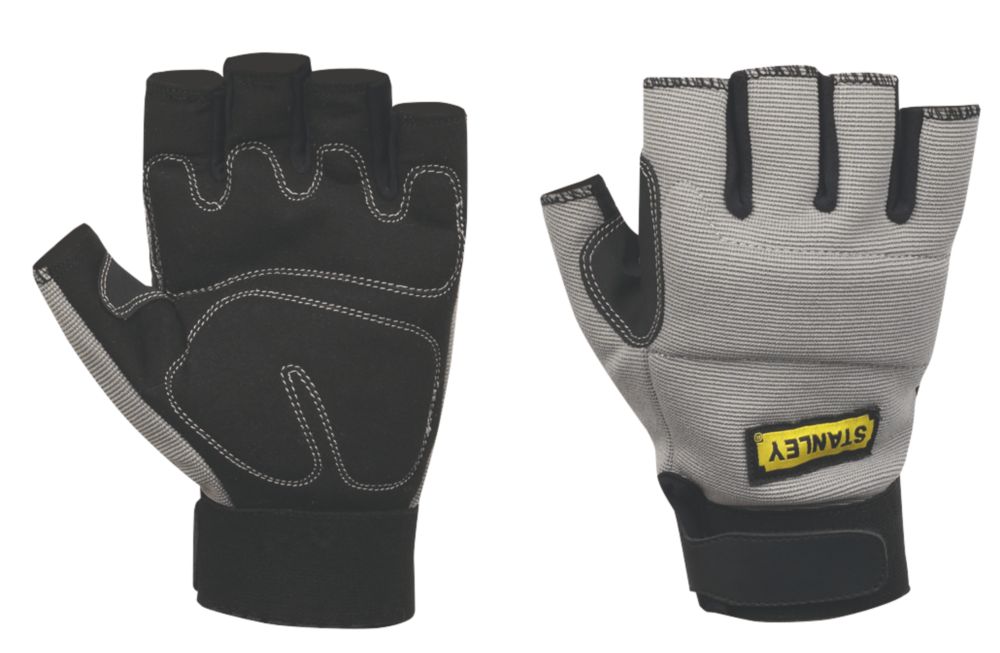 Stanley Performance Fingerless Gloves Grey Large Screwfix