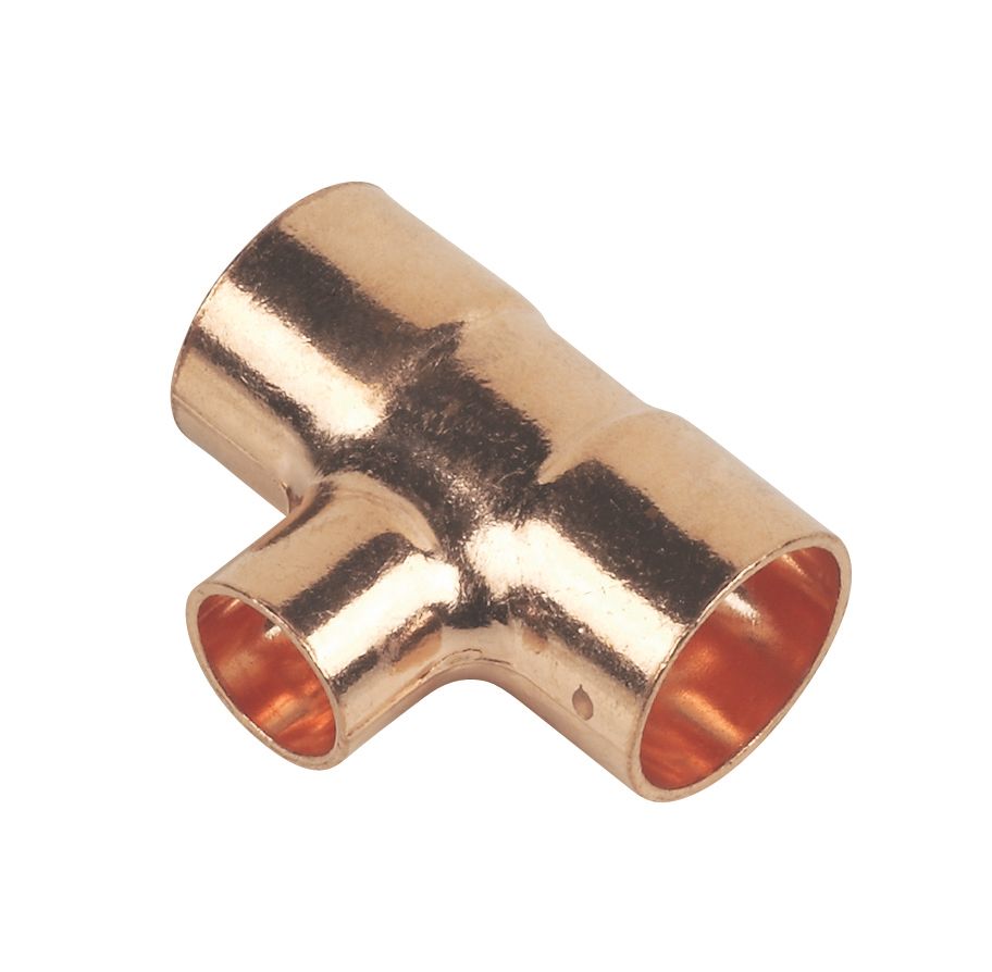 Flomasta Copper End Feed Reducing Tee 15mm x 15mm x 10mm Screwfix