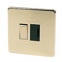 Crabtree Platinum 13A Switched Fused Spur  Polished Brass with Black Inserts