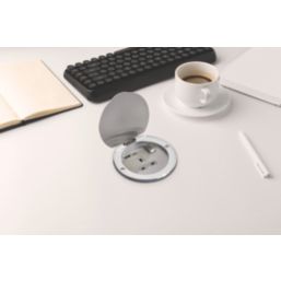 Knightsbridge  13A 1-Gang SP Switched Socket + 4.0A 20W 2-Outlet Type A & C USB Charger Stainless Steel with Grey Inserts