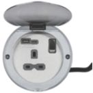 Knightsbridge  13A 1-Gang SP Switched Socket + 4.0A 20W 2-Outlet Type A & C USB Charger Stainless Steel with Grey Inserts