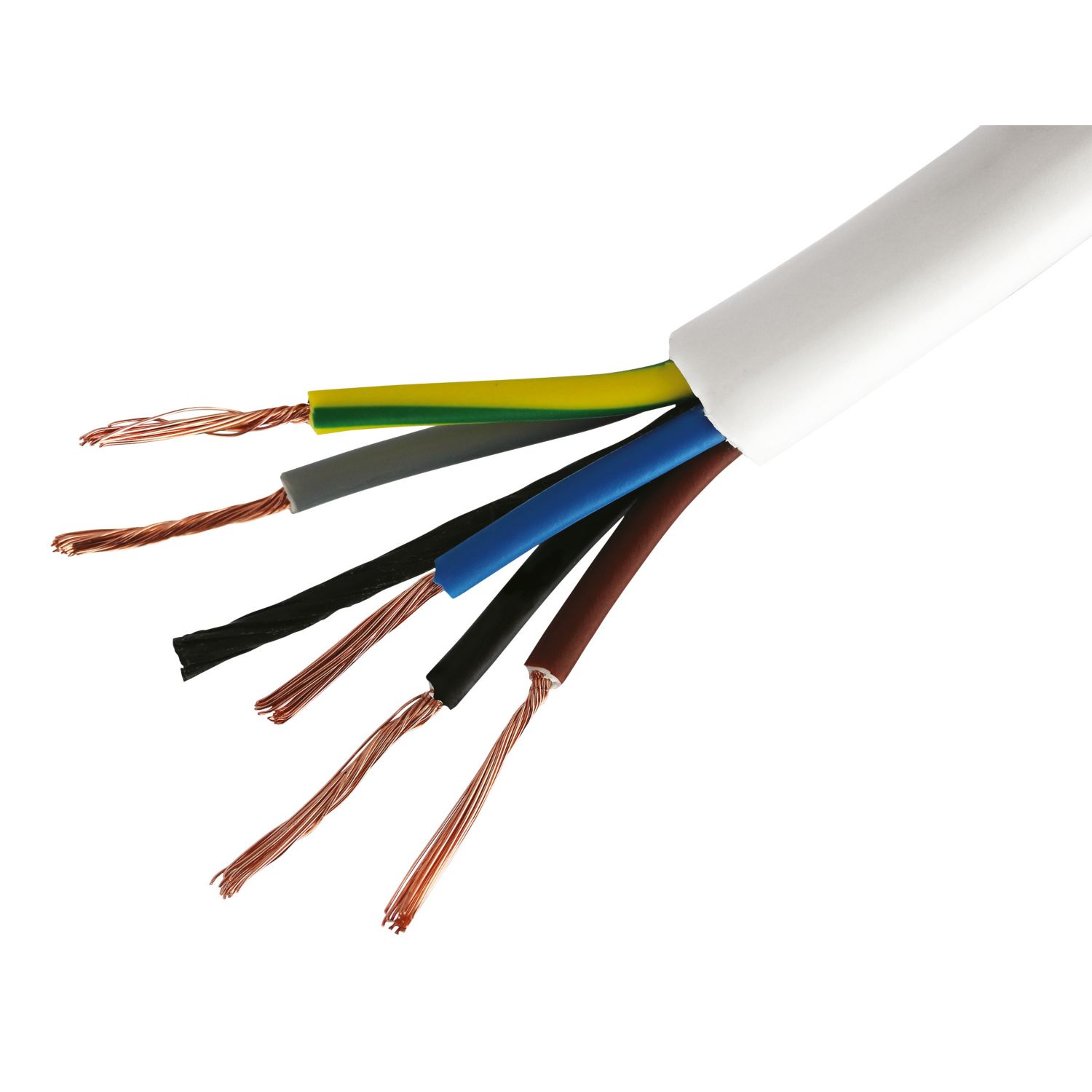 Time 3095Y White 5-Core 0.75mm² Flexible Cable 10m Coil (391PF)