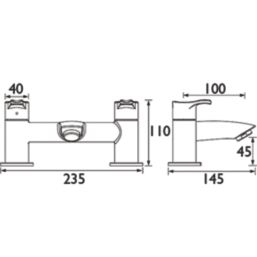 Bristan Capri Chrome 110mm Deck Mounted Lever 2 Tap Holes Bath Mixer Tap