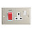 Contactum iConic 45A 2-Gang DP Cooker Switch & 13A DP Switched Socket Brushed Steel  with White Inserts