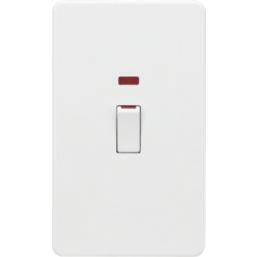 Knightsbridge  45A 2-Gang DP Control Switch Matt White with LED