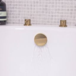 ETAL Freeflow Brushed Brass Round Head Bath Overflow Filler Tap  With Clicker Waste