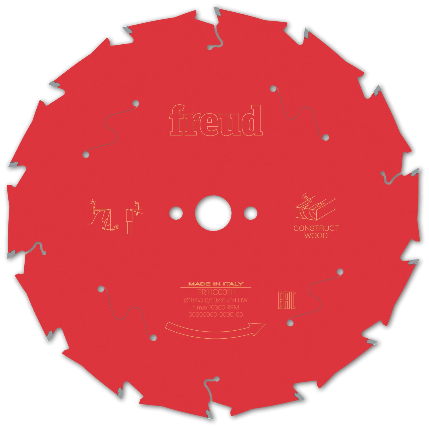 Freud F03FS09791 Wood/Nails Circular Saw Blade 184mm x 16mm 14T (391VV)