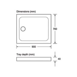 Mira Flight Low Rectangular Shower Tray White 900mm x 760mm x 40mm