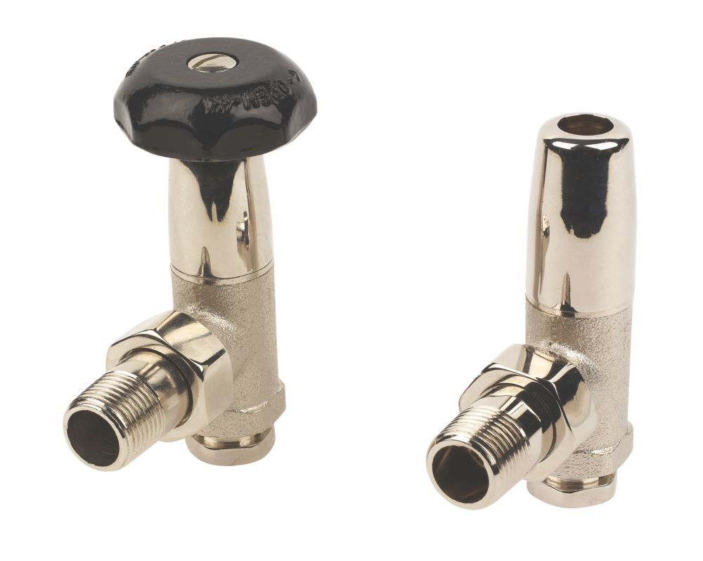 Tesla Winchester Black Angled Manual Radiator Valve & Lockshield  15mm x 1/2"