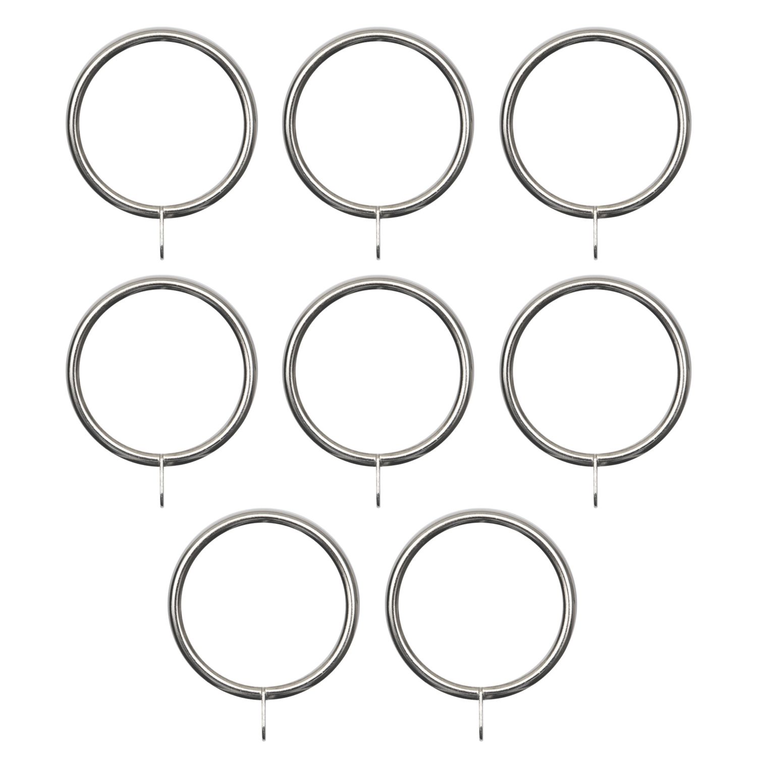 Renaissance Polished Chrome Metal Curtain Rings 28mm 8 Pack (392CK)