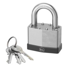 Smith Locke Laminated Steel Keyed Alike Closed Shackle Padlocks 40mm 3 Pack