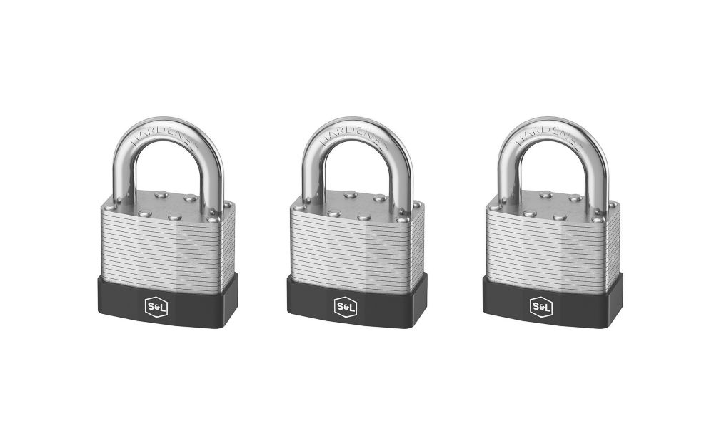 Smith & Locke Laminated Steel Keyed Alike Closed Shackle Padlocks 40mm