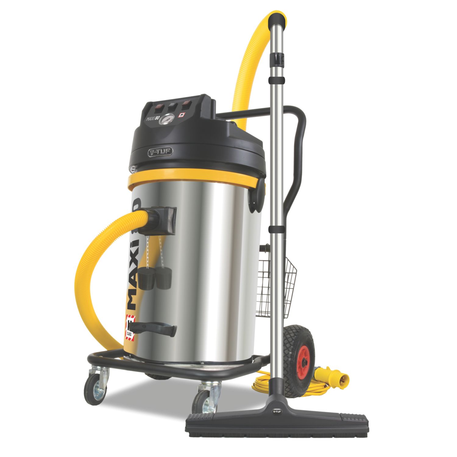 V-Tuf MAXIH110-80L 2500W 80Ltr H Class Industrial Dust Extraction Vacuum Cleaner 110V (392FN)