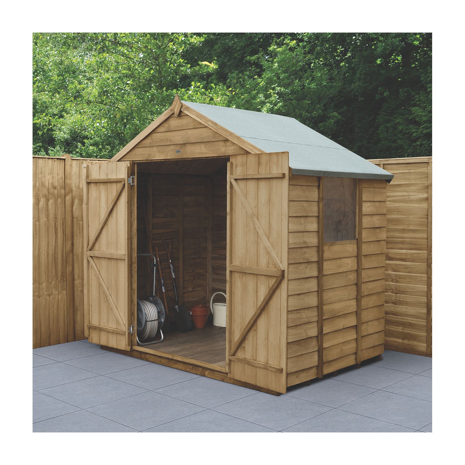 Forest 7' x 5' (Nominal) Apex Overlap Timber Shed with Assembly (392JR)