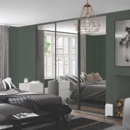 Spacepro Classic 3-Door Sliding Wardrobe Door Kit Graphite Frame Mirror Panel 2978mm x 2260mm