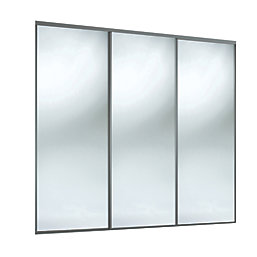 Spacepro Classic 3-Door Sliding Wardrobe Door Kit Graphite Frame Mirror Panel 2978mm x 2260mm
