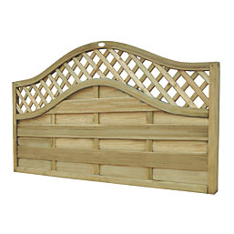 Forest Prague  Lattice Curved Top Garden Fence Panel Natural Timber 6' x 3' Pack of 4