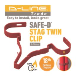 D-Line Red Round Twin Safe-D Stag Cable Clips 2x 8-10mm² 100 Pack