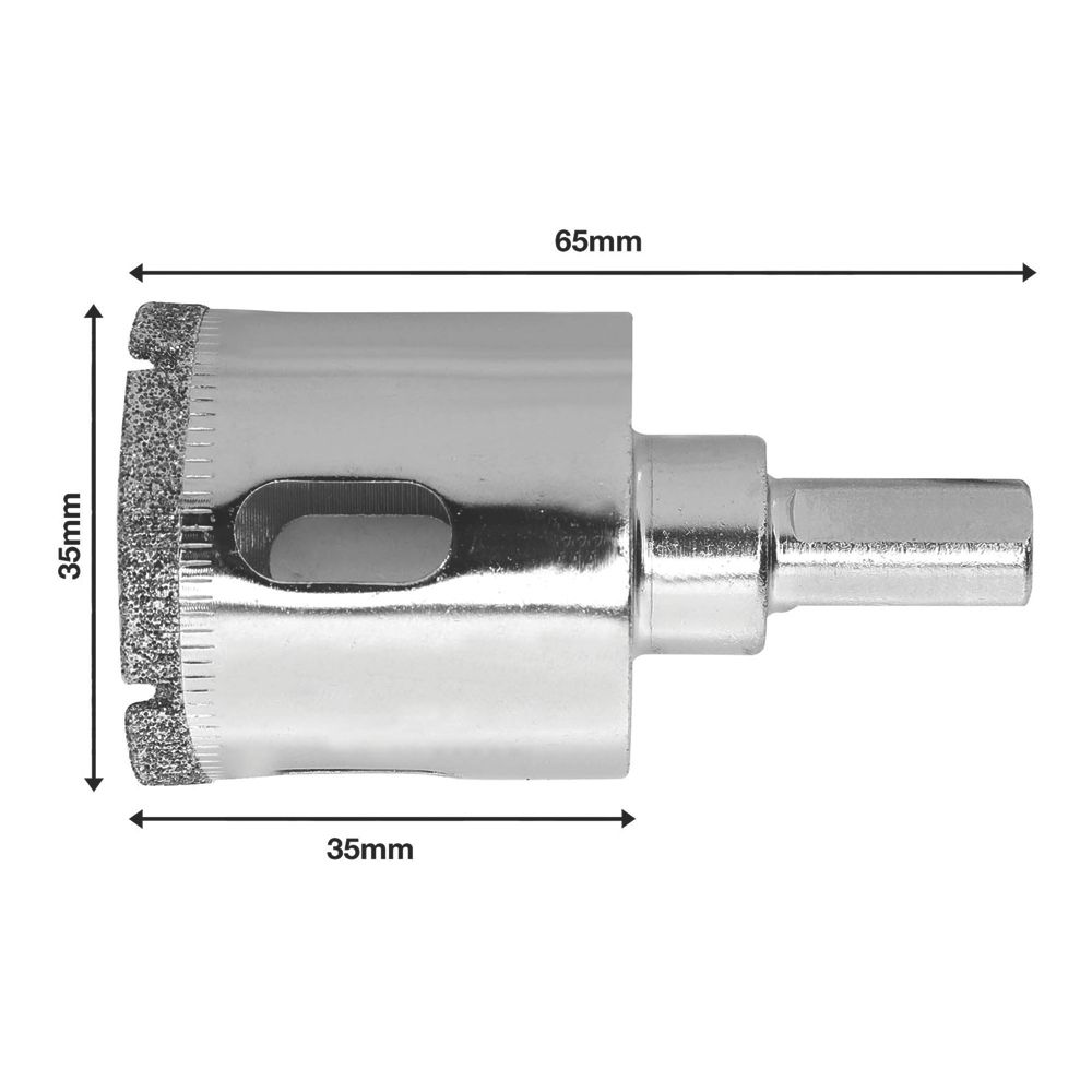 Titan Wet Diamond Holesaw 35mm x 65mm Screwfix