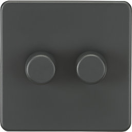 Knightsbridge  2-Gang 2-Way LED Intelligent Dimmer Switch  Anthracite