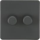 Knightsbridge  2-Gang 2-Way LED Intelligent Dimmer Switch  Anthracite