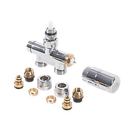 Terma Integrated Chrome Straight Thermostatic TRV with Immersion Tube  1/2" x 15mm