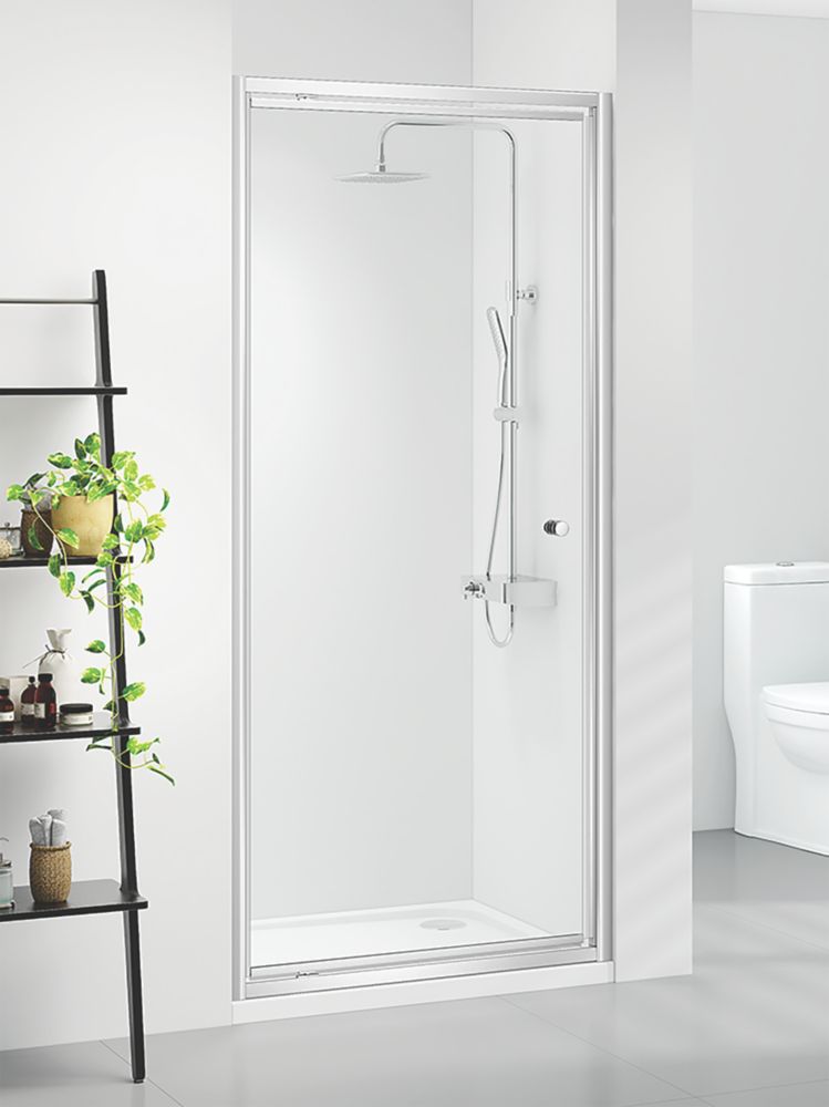 NRG 6mm Toughened Safety Glass Pivot Door Shower Enclosure Screen - 1900x1000mm Black