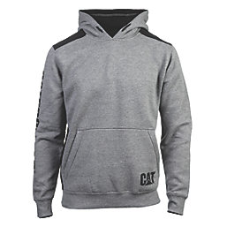 CAT Logo Panel Hooded Sweatshirt Dark Heather Grey Medium 38-41" Chest