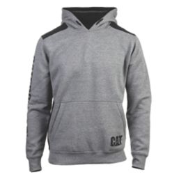 CAT Logo Panel Hooded Sweatshirt Dark Heather Grey Medium 38-41" Chest
