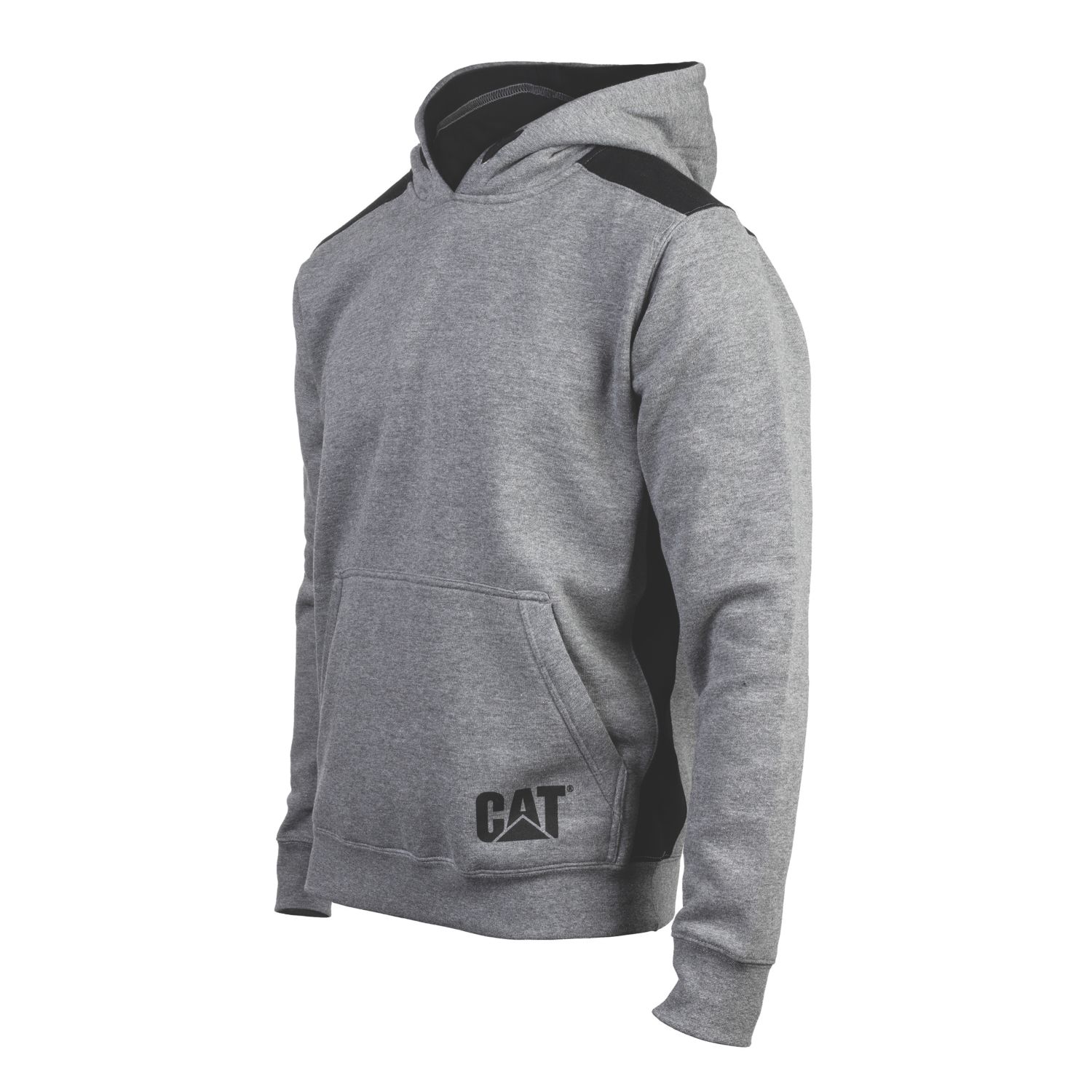 CAT Logo Panel Hooded Sweatshirt Dark Heather Grey Medium 38-41" Chest (392VF)