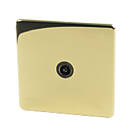 Crabtree Platinum 1-Gang Female Coaxial TV Socket Polished Brass with Black Inserts