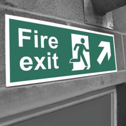 Non Photoluminescent "Fire Exit Man Up Right Arrow" Sign 150mm x 400mm