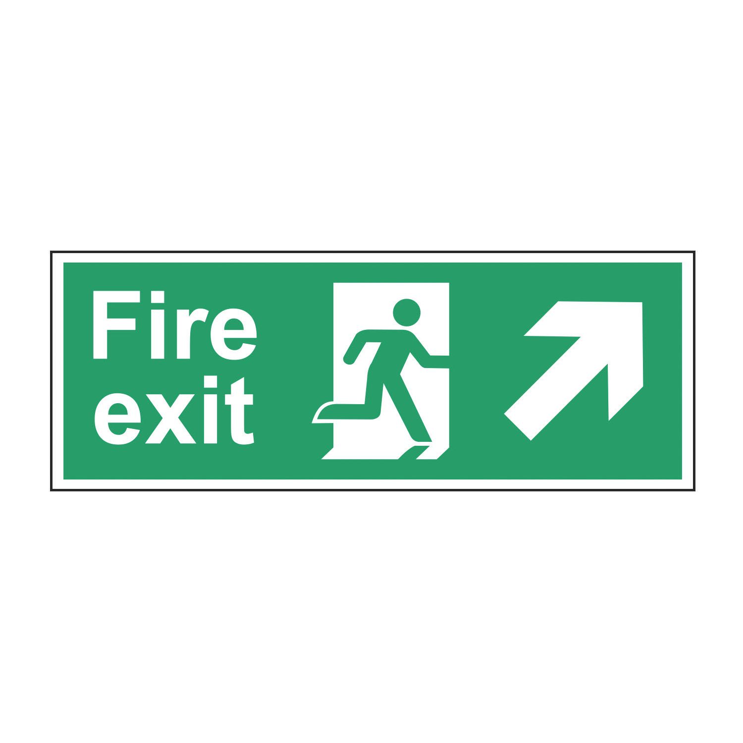 Essentials Non Photoluminescent "Fire Exit Man Up Right Arrow" Sign 150mm x 400mm (393FG)