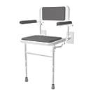 Nymas Wall-Mounted Shower Seat with Back Rest and Legs White/Grey
