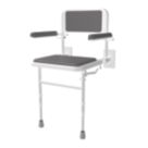 Nymas Wall-Mounted Shower Seat with Back Rest and Legs White/Grey