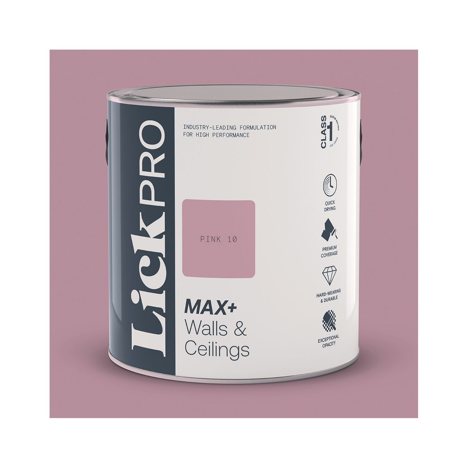 LickPro Max+ 2.5Ltr Pink 10 Matt Emulsion Paint (393JY)