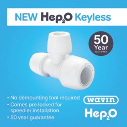 Hep2O  Plastic Push-Fit Reducing Keyless Tee 22mm x 15mm x 15mm
