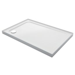 Mira Flight Low Corner Waste Rectangular Shower Tray with Upstands White 1200mm x 760mm x 40mm
