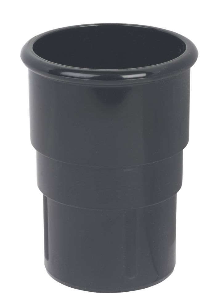 FloPlast MiniFlo Round Downpipe Socket Black 50mm - Screwfix