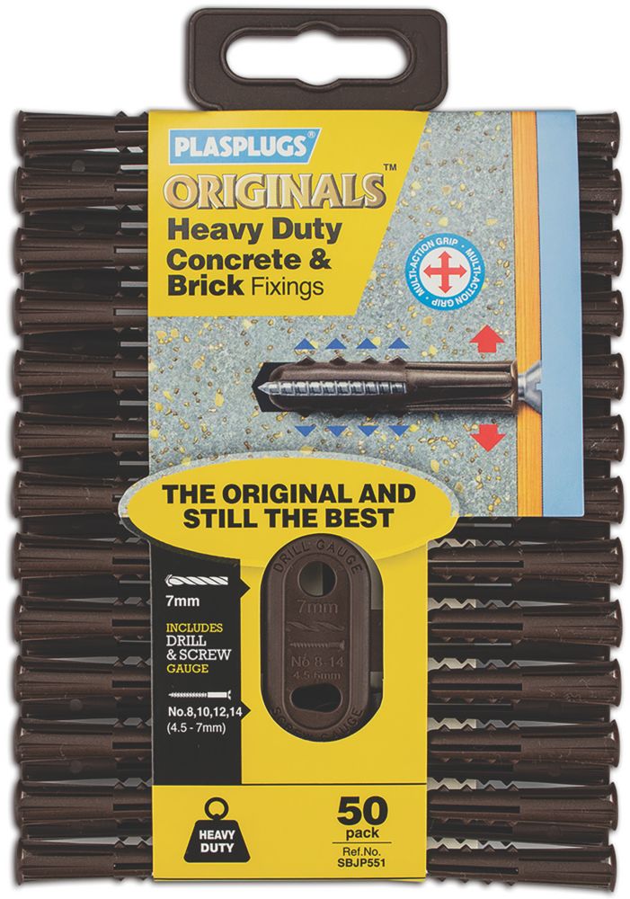 Plasplugs  Solid Wall Fixing 7 x 40mm 50 Pack