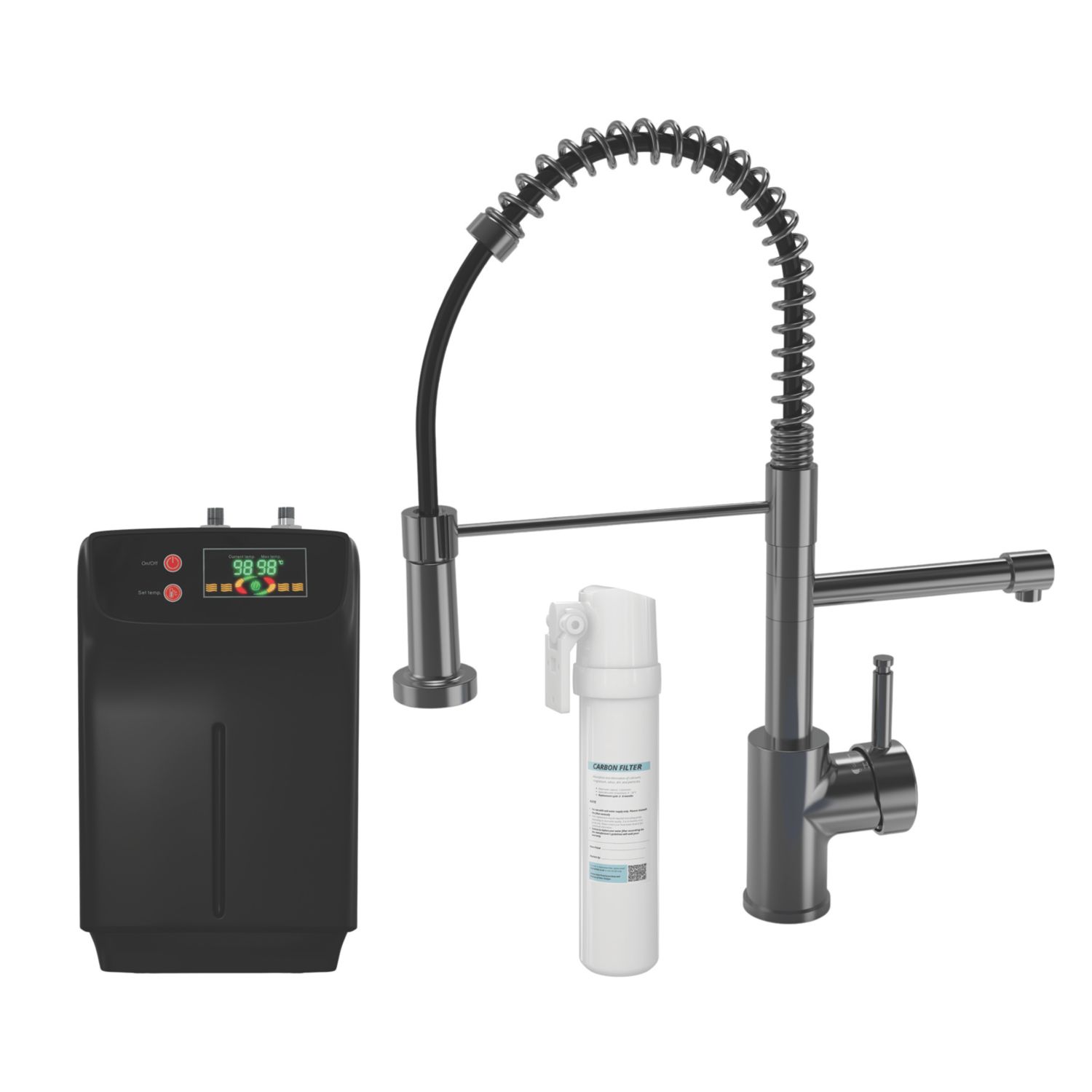 ETAL Flexi Style 3-in-1 Instant Boiling Water Kitchen Tap Gun Metal (394AX)