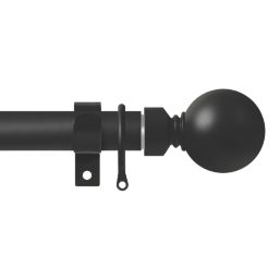Renaissance Matt Black Curtain Pole 28/25mm x 180-340cm