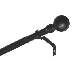 Renaissance Matt Black Curtain Pole 28/25mm x 180-340cm
