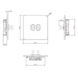 Knightsbridge Screwless 10AX 2-Gang 2-Way Toggle Light Switch  Antique Brass