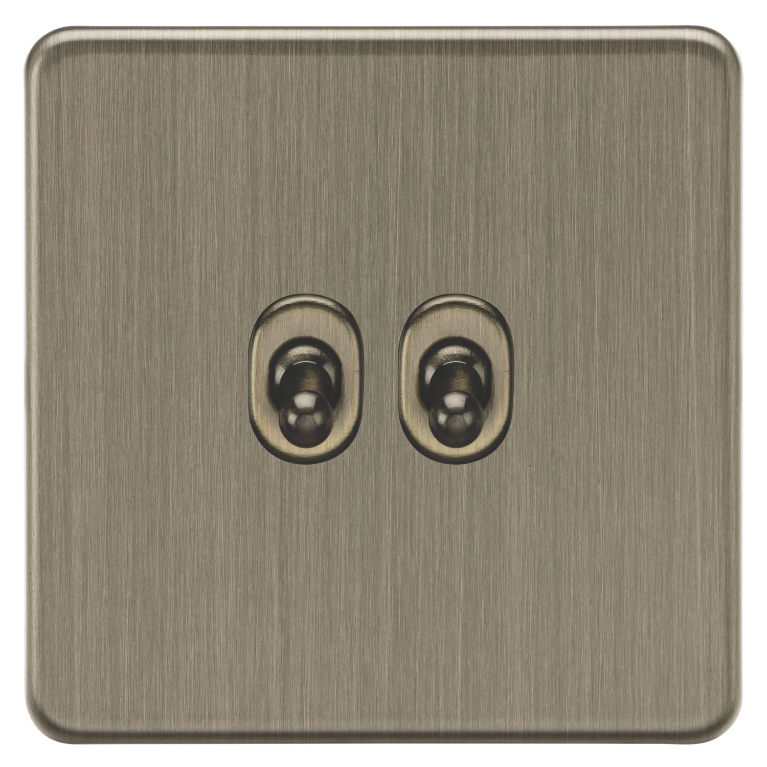 Knightsbridge Screwless 10AX 2-Gang 2-Way Toggle Light Switch Antique Brass (394CR)