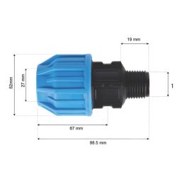 Flomasta  MDPE Male Adaptor 25mm x 1"