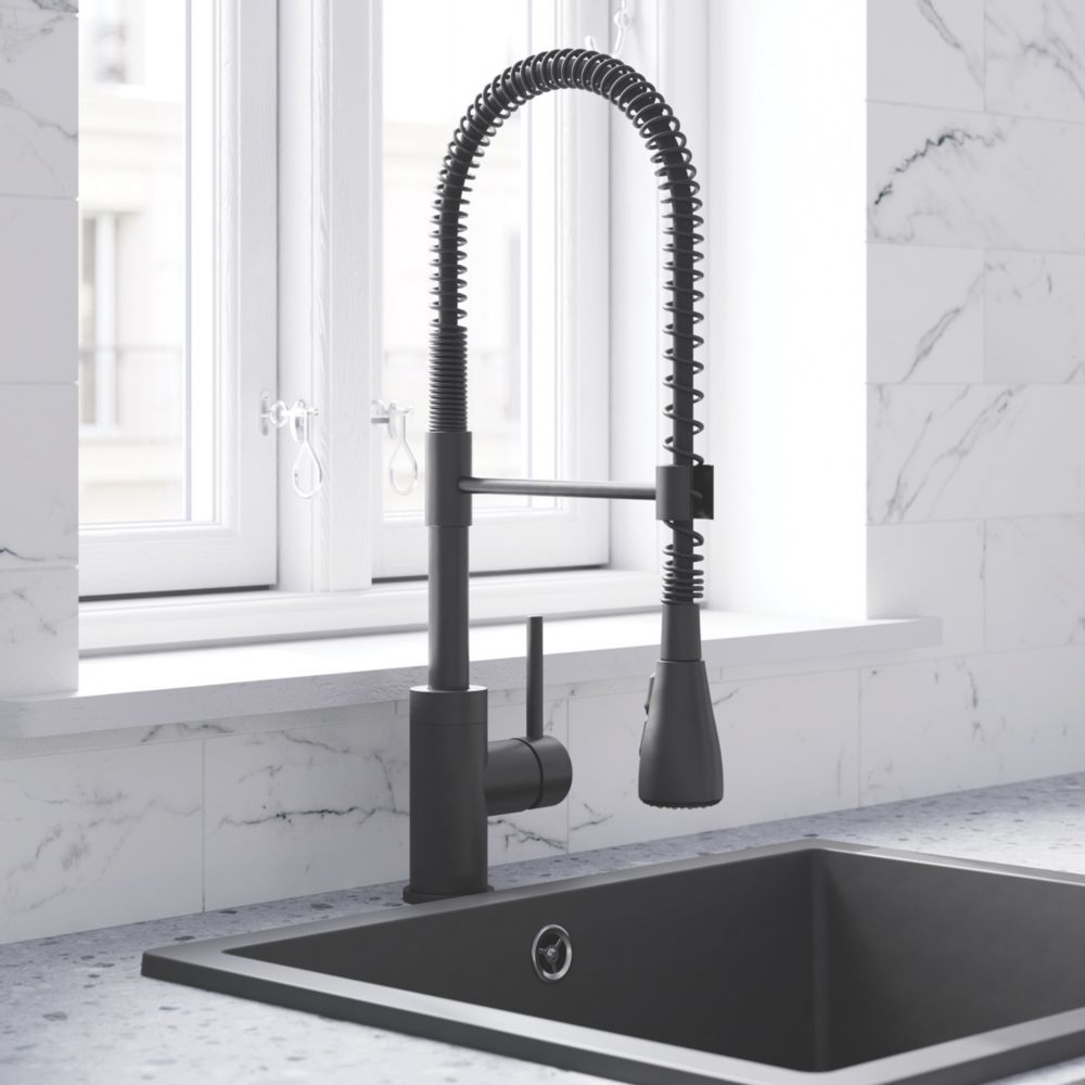 Swirl Seville Mixer Tap Matt Black Screwfix