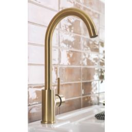 Streame by Abode Nico Swan Single Lever Mono Mixer Brushed Brass