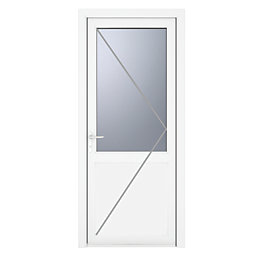 Crystal  1-Panel 1-Obscure Light RH White uPVC Back Door 2090mm x 890mm