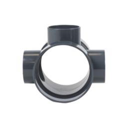 FloPlast  Solvent Weld 3-Boss Double Socket Short Pipe Anthracite Grey 110mm